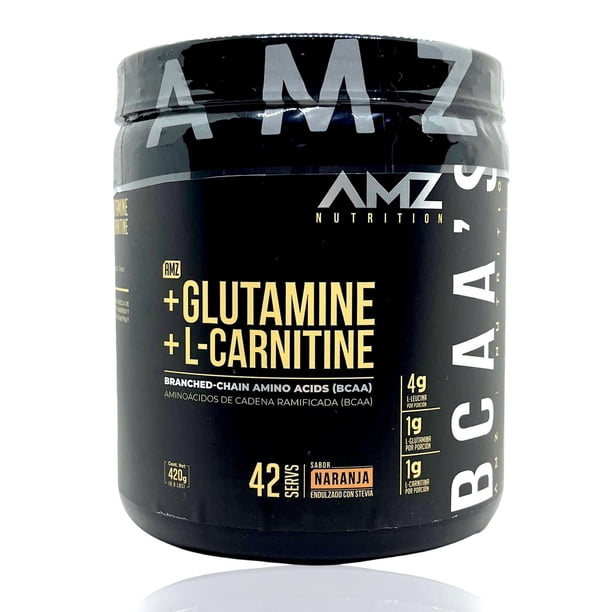 bcaa con l carnitina BCAA's Glutamina + L- 420 gr Naranja AMZ 42 serv AMZ AMZBCAASGLUTACARNITNARANJA 90 Day Supply Phase 2 Trial of these amino acids have Size:1000 mcg/ml - 1 box (10amp. x 1ml) -Discount code N/A