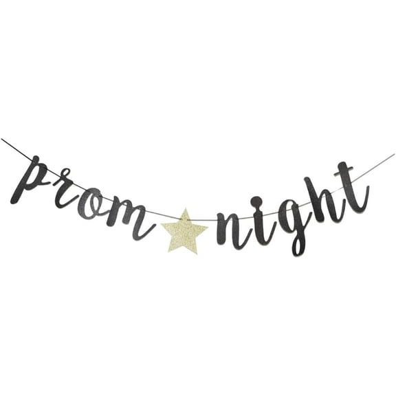 Prom Night Banner, Black Paper Party Sign For Prom Party, Graduation Party Decors Supplies