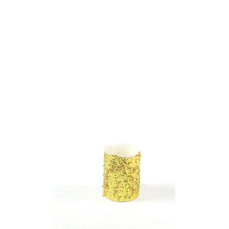 pillar flameless glittered elegance wax seasons candle led gold christmas