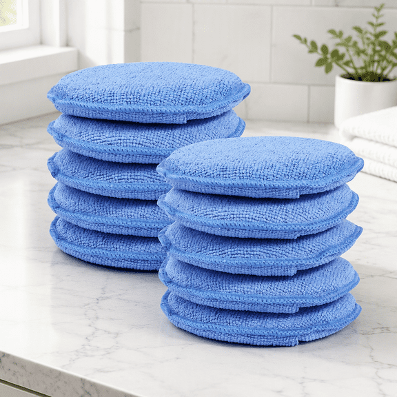 10 Pack Car Wax Applicator Pads, 5 Inch Microfiber Waxing Pads, Reusable Washable Scratch-Free Foam Pads for Car Polishing, Wax Application & Household Cleaning