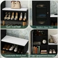 thumbnail image 6 of CBJCBJ Modern Storage Bench with Glass Door & Shelf - L-Shaped Entryway Cabinet, Padded Seat for Hallway/Bedroom/Office,  Black, 6 of 7