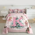 thumbnail image 2 of Homewish Initial K Letter Bedding Comforter Set for Kids, Cartoon Princess Elf Twin Comforter Sets, Pink Xmas Buffalo Plaid Reversible Bedding Set, Ultra Soft Bedroom Decor, 2 Pieces, 2 of 8
