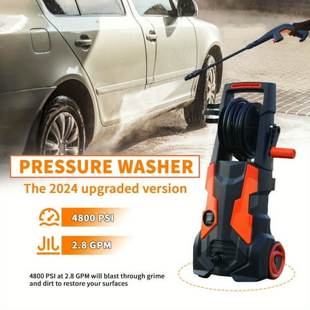 4800 PSI,Deluxe Version Pressure Washer, Power Washer , High Pressure Cleaning Machine with Foam Cannon for Cars/Fences/Driveways/Patios/Home Cleaning