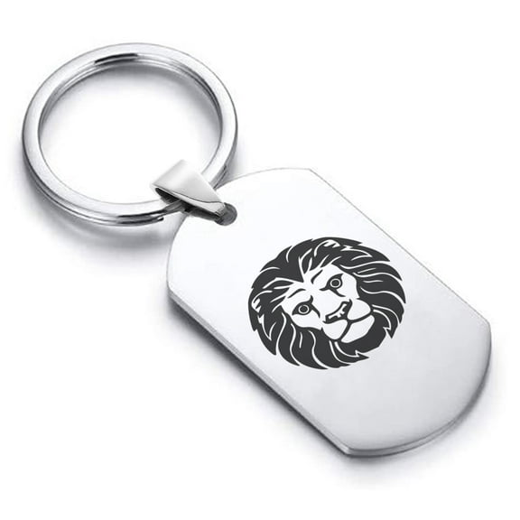 Stainless Steel Leo Zodiac (Lion) Dog Tag Keychain Circle Ring