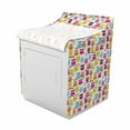 thumbnail image 2 of Birds Washer Cover, Cartoon Illustration of Perching Eurasian Eagle Owl and Eye Winking Long-Eared Owl, Decorative Accent for Laundromats, 29" x 28" x 40", Multicolor, by Ambesonne, 2 of 3