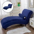 thumbnail image 3 of yuksok Machine Washable Chaise Lounge Cove Easy Care Polyester Decorative Non-Slip Cozy Navy Blue, 3 of 9