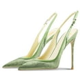 thumbnail image 2 of FSJ Women High Heels Pointed Toe Slingback Pumps Ankle Strap Stiletto Sandals Slip On Office Lady Party Dressy Shoes Size 8.5 Green, 2 of 4