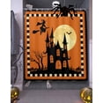 thumbnail image 3 of Halloween Shower Curtain Set ，Waterproof Fabric Shower Curtains Witch Bat Orange Black Border Castle Moon Shower Curtains for Bathroom,Bathroom Decor 72"x72", 3 of 6
