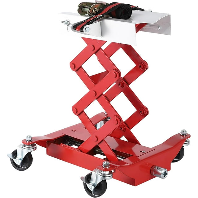 Royalbelle Cric de Transmission Profil Bas Capacité 450 LBS avec Sangles de Sécurité, Cric de Levage Robuste pour Réparation Auto avec 4 Roues pour Petits Véhicules, Rouge