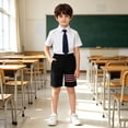 thumbnail image 2 of XEGLSBU School Shorts for Boys Lightweight Casual Dress Plaid Short Pants with Elastic Waist for Daily and Formal Occasions Black Size 8-9 Years, 2 of 6