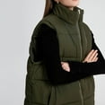 thumbnail image 6 of Fanxing Womens Puffer Vest Sleeveless Winter Quilted Jackets Zip Up Coats Stand Collar Padded Outerwear with Pocket Green XL, 6 of 7