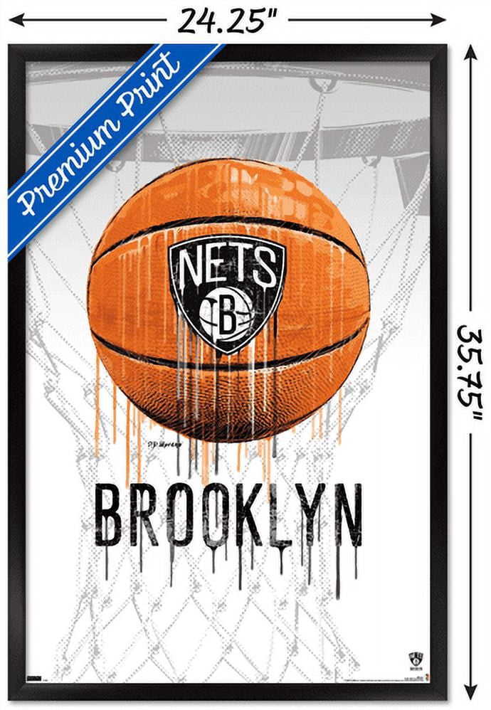 NBA Brooklyn Nets - Drip Basketball 21 Wall Poster, 22.375" x 34", Framed