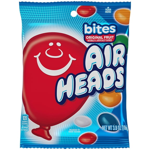 AIRHEADS BITES CANDY PEG BAG, FRUIT, PARTY, 3.8 OUNCE, (Pack of 2)