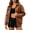 Brown, variant on Womens Leather Jacket Oversized Faux Casual Zip Up Bomber Jackets, Long Sleeve Lapel Zip Up Warm Side Pockets (Coffee, XL)