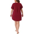 thumbnail image 4 of Agnes Orinda Women's Plus Size Sleepshirt Short Sleeve Soft Pajamas Dress V Neck Button Down Nightgown 1X Burgundy, 4 of 7