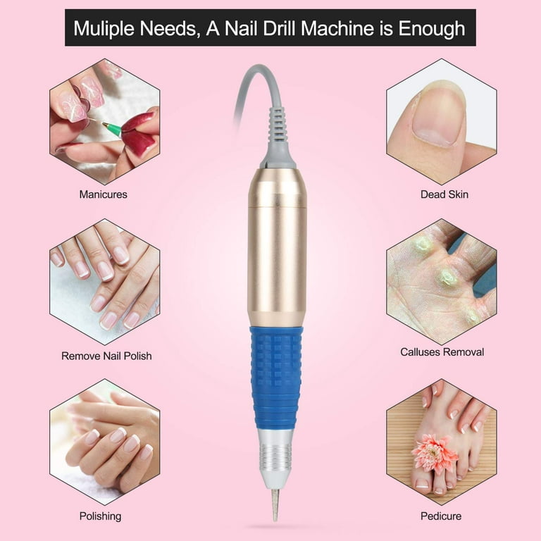 Electric Nail Drill 25000RPM, Professional Nail Drill Kit For Acrylic, Gel  Nails, Manicure Pedicure Polishing with 11Pcs Nail Drill Bits and Sanding  Bands, BEquipment for Home and Salon 