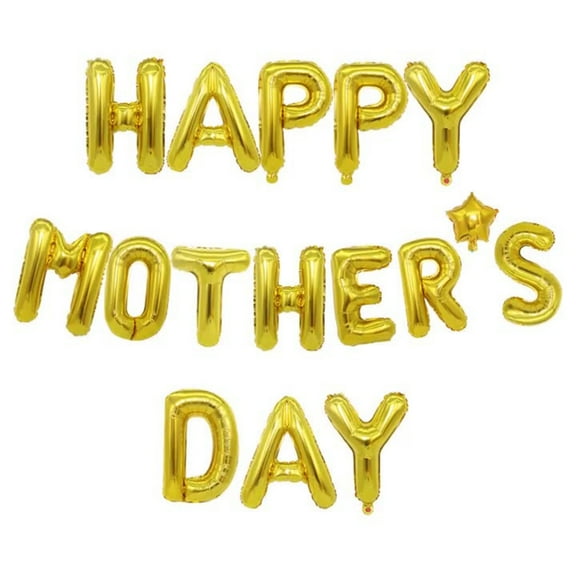 Oioii Happy Mother's Day Aluminum Foil Balloon Set, Letter Decoration for Mother's Day Party, Festive Banner Decor for Home & Party Scene Layout, Mother's Day Gift, Mother's Day Ornament, Gold