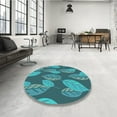 thumbnail image 3 of Ahgly Company Indoor Round Patterned Dark Turquoise Green Area Rugs, 3' Round, 3 of 6