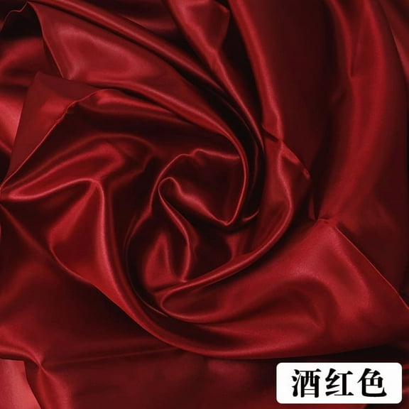 XmhyTop-A Dark Red Satin Fabric 100*150cm 1 Piece Polyester Wedding Fabric for Dresses, DIY Fabric for Crafts, Craft Fabric for Sewing Soft Satin Ideal for Bridal Gowns Handmade Projects