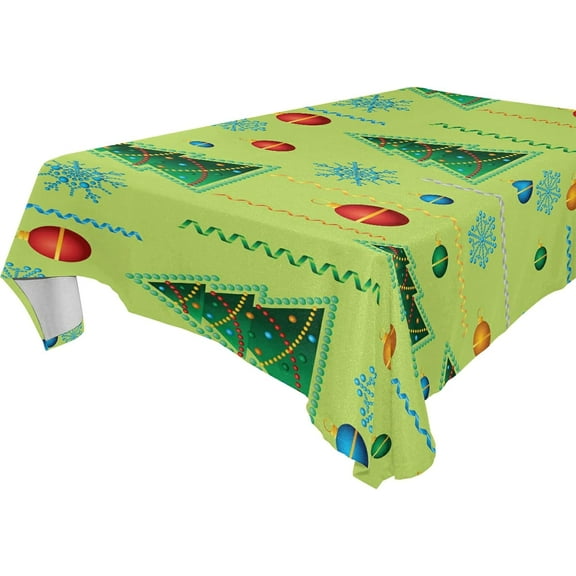 SKYSONIC Christmas Tree Tablecloth Waterproof Washable Polyester Square Table Cover Durable Tablecloth for Kitchen Dining Table Party Decor (60 X 90 Inch)