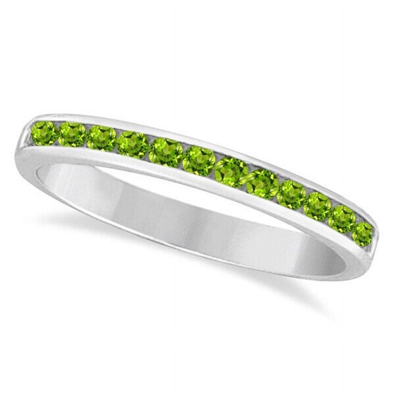 Green Peridot Wedding Engagement Eternity Band 925 Sterling Silver Gemstone Jewelry For Women Gift