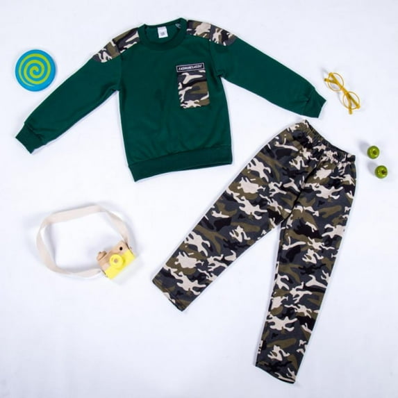 Toddler Kids Baby Boys Clothes Long Sleeve Sweatshirt Top + Camouflage Pants Sweatsuit Fall Outfit Set 7-8 Years