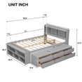 thumbnail image 6 of Full Size Bed with Bookcase Headboard American Design Under Bed Storage Drawers and Footboard Storage Case Space Saving for Small Bedroom, Grey, 6 of 8