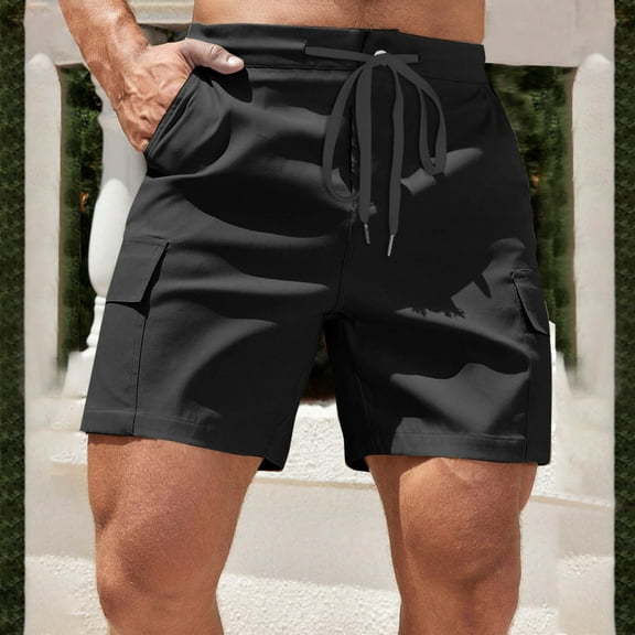 Vetsdori Mens Cotton Shorts Summer Cargo Pull-On Relaxed Fit,Pockets Elastic Waist Work Shorts for Men Athletic