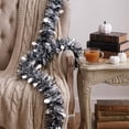 thumbnail image 6 of Halloween Tinsels Garland, Halloween Decorations Indoor Outdoor Fall Home Decor Accents, Black Purple Silvery Foil with Bats for Mantel, Staircase, Door, 6 of 6