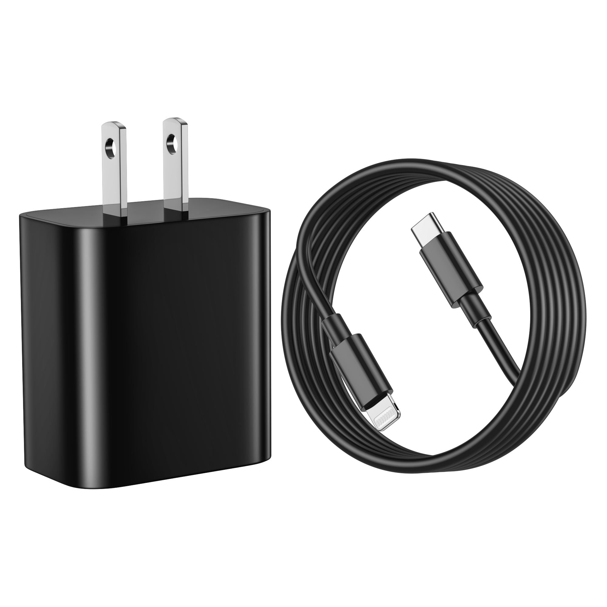 iPhone Charger, 25W PD White Fast Charger Block with 6ft Fast Charging Cables Compatible with iPhone 14/13/12/11-Black