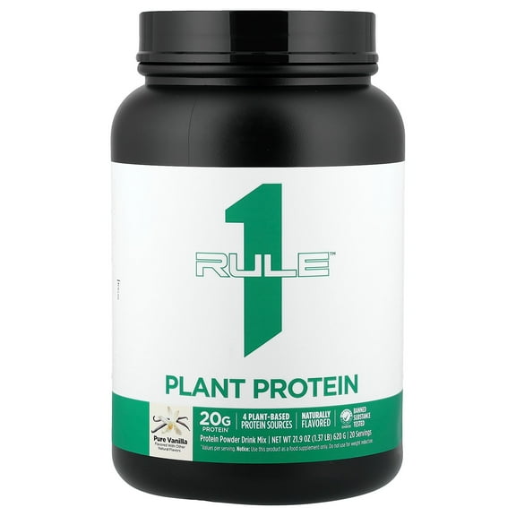 Rule One Proteins Plant Protein Powder Drink Mix, Vanilla, 1.37 lb (620 g)