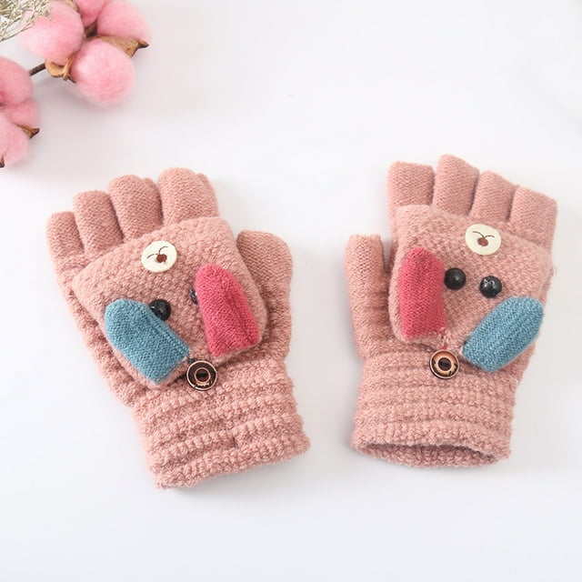 Gants Mignons pour Chien Dessin Animé Hiver Chauds Convertibles Sans Doigts avec Mitaines
