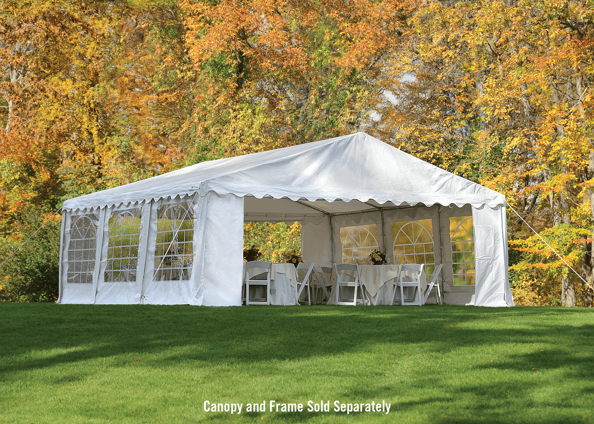 Enclosure Kit with Windows for Party Tent, 20' x 20'/6m x 6m, White, (Frame and Cover Not Included)