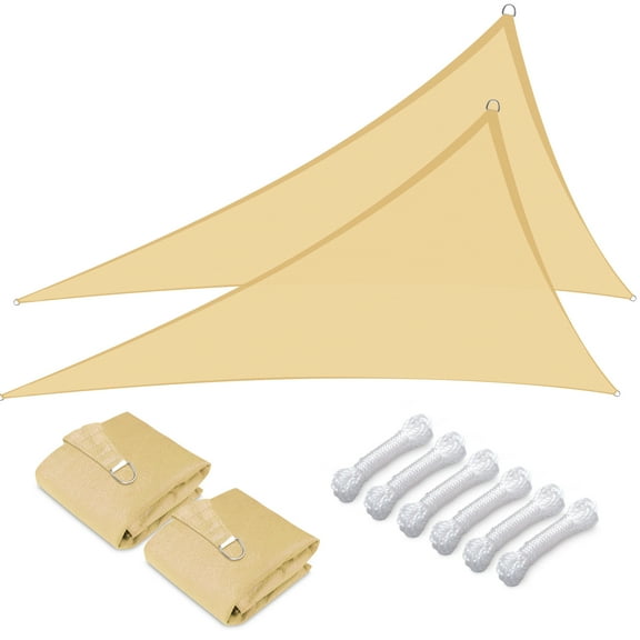 Yescom 2 Pack 7 Ft 97% UV Block Triangle Sun Shade Sail Canopy Outdoor Patio Pool Deck