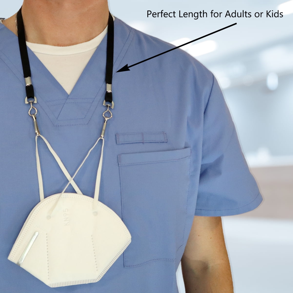 25 Pack - Antimicrobial Face Mask Lanyard with Breakaway Clasp - Made with Anti-Microbial Fabric and Nickel Plated Clips - Youth or Adult Size 25 Inch Facemask Neck Strap Badge Holder - Specialist ID