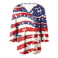 thumbnail image 4 of vigerkar 4th of July Outfits for Women American Flag Stars and Stripes Print V Neck 3/4 Sleeve T Shirts Ladies Patriotic Tops (Brick Red, L), 4 of 6
