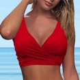 thumbnail image 4 of Gaecuw Womens Swim Bikini Top Padded Bra Summer Criss Cross Front Swimsuit Tops Solid Color Swimwear Tops Push-Up Padded Bathing Suit Tops V-Neck Resortwear Strappy Red L, 4 of 6