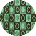 thumbnail image 1 of Ahgly Company Indoor Round Abstract Turquoise Blue Modern Area Rugs, 6' Round, 1 of 4