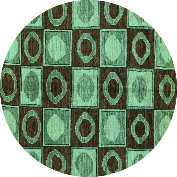Ahgly Company Indoor Round Abstract Turquoise Blue Modern Area Rugs, 6' Round