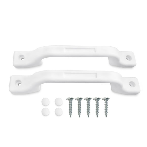 Camp'N -2 Piece- All Weather Plastic Grab Handle - Entry Door Assist Bar for RV, Trailer, Camper, Motor Home, Cargo Trailer, Boat-OEM Replacement (White 2-Piece)