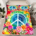 thumbnail image 2 of Feelyou Bohemian Damask Flower Full Size Sheets, Hippie Mandala Butterfly Bed Sheets, Peace and Love Sheet Sets, Lightweight Room Decor, 4pcs, 2 of 7