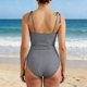 thumbnail image 5 of Traje de baño de una pieza para mujer, traje de baño de bikini sin espalda con camisola a rayas de moda informal para mujer, traje de baño de moda playera para mujer, trajes de baño de una pieza para, 5 of 7