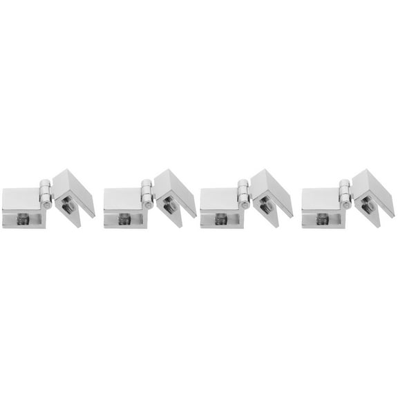 MERRYHAPY Non-Perforated Silver Glass Hinges, Durable and Easy to Install, 4Pcs