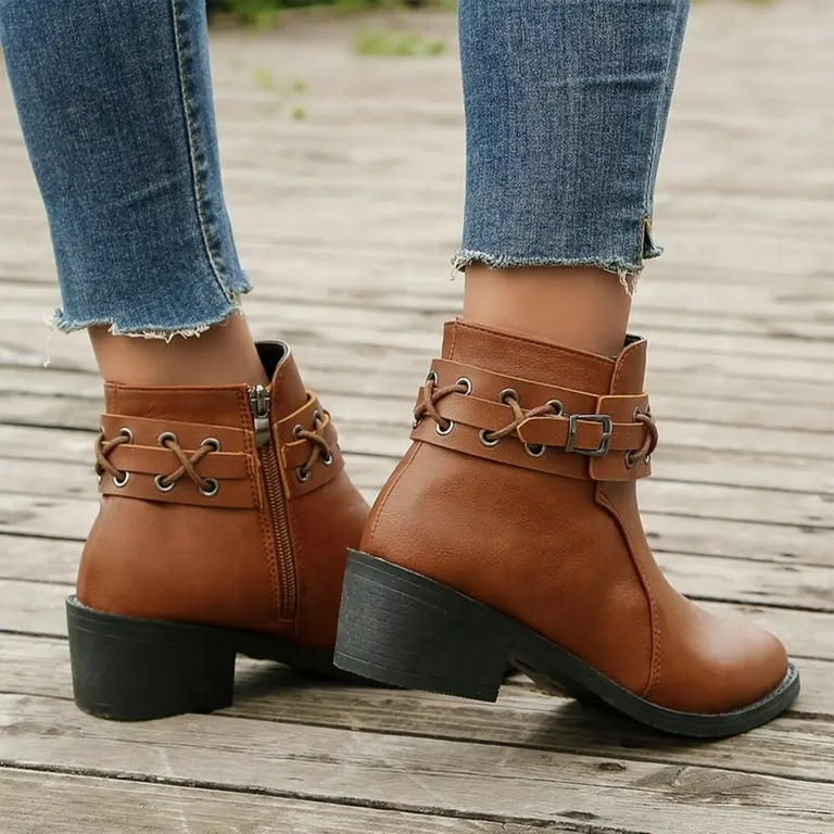Zshosam Ankle Boots for Women Low Heel Autumn Winter Women's Zshosam Ankle Boots for Women Low Heel Autumn Winter Women's