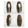 thumbnail image 2 of Jademall 24 inch Long Wavy Brown Wig with Bangs, Synthetic Hair Wig for Women, Full Coverage Natural Look, Curly Wave Hairstyle for Cosplay, Daily Wear & Parties - Mixed Brown, 2 of 8