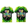 thumbnail image 6 of Ounisa Funny World Women's Holiday Bows Four Leaf Clover Graphic Short Sleeve Novelty Party Costume Top, 6 of 7