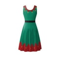 thumbnail image 5 of Shadoumai Christmas Dress for Women Red Green Print Holiday Dresses for Xmas, 5 of 5