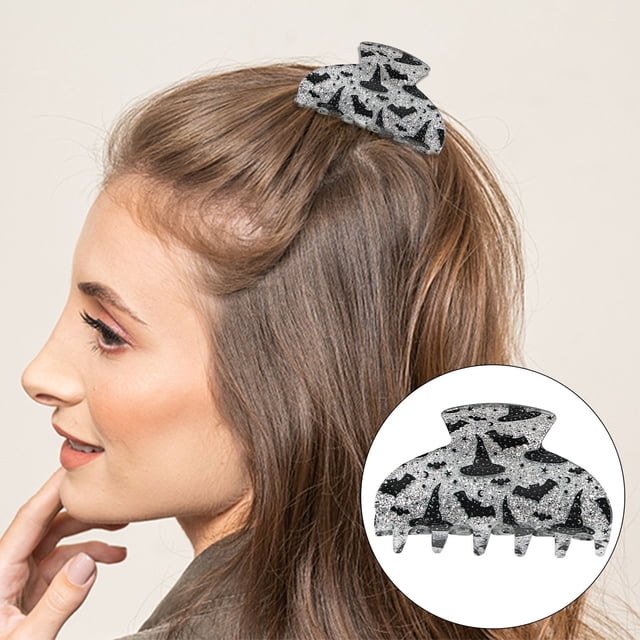 Pinza para el pelo de Halloween con tocado | Pinza para coleta espeluznante para fiestas de disfraces | Agarre antideslizante de 5 cm para cabello grueso | Material acrílico, 1 unidad