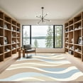 thumbnail image 2 of ODIKA 3'x5' Machine Washable Non-Slip Area Rug, Ivory & Beige Abstract Repeating Wave High Traffic Rug with Pad, Beige, 895250, 2 of 8
