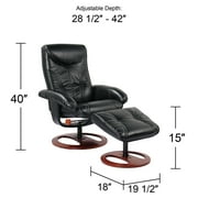 BenchMaster Black Swivel Ottoman Leather Recliner Chair Modern Armchair Ergonomic Manual Reclining Adjustable Bedroom Living Room